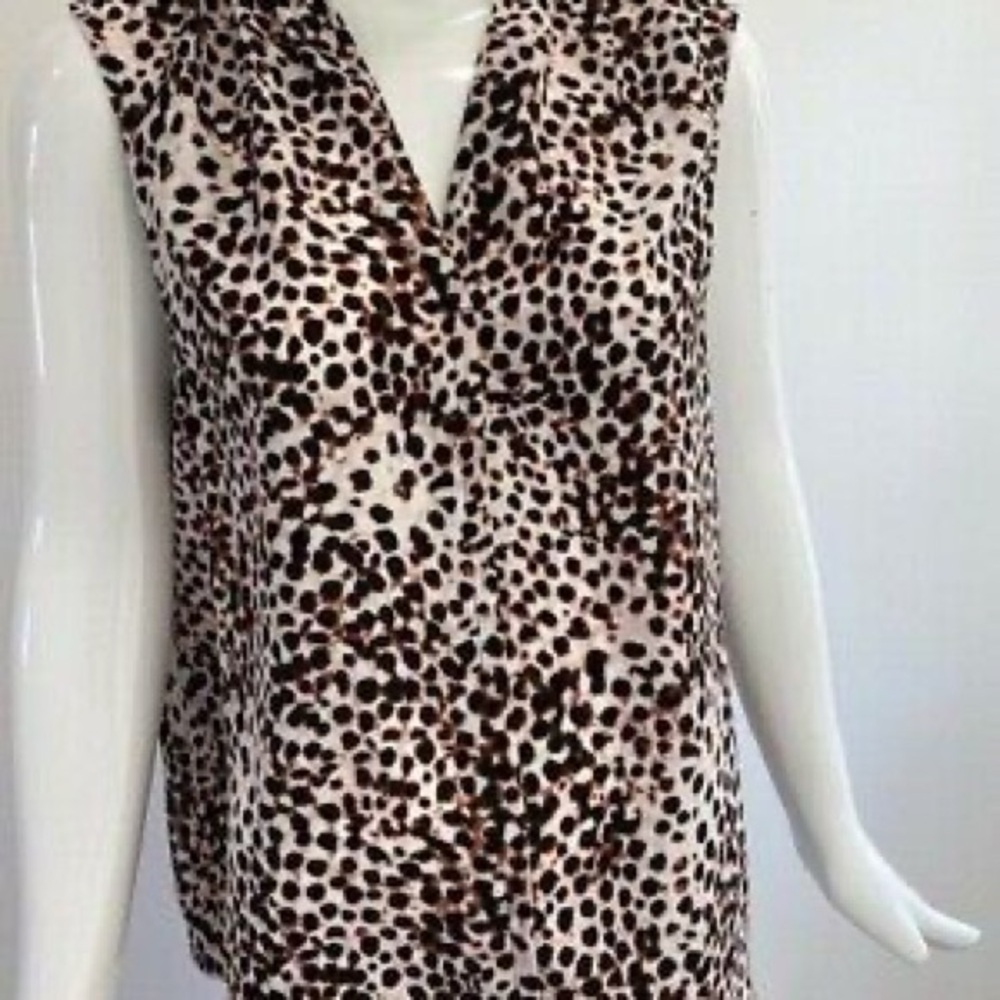 Lord & Taylor Animal Print V-Neck Blouse